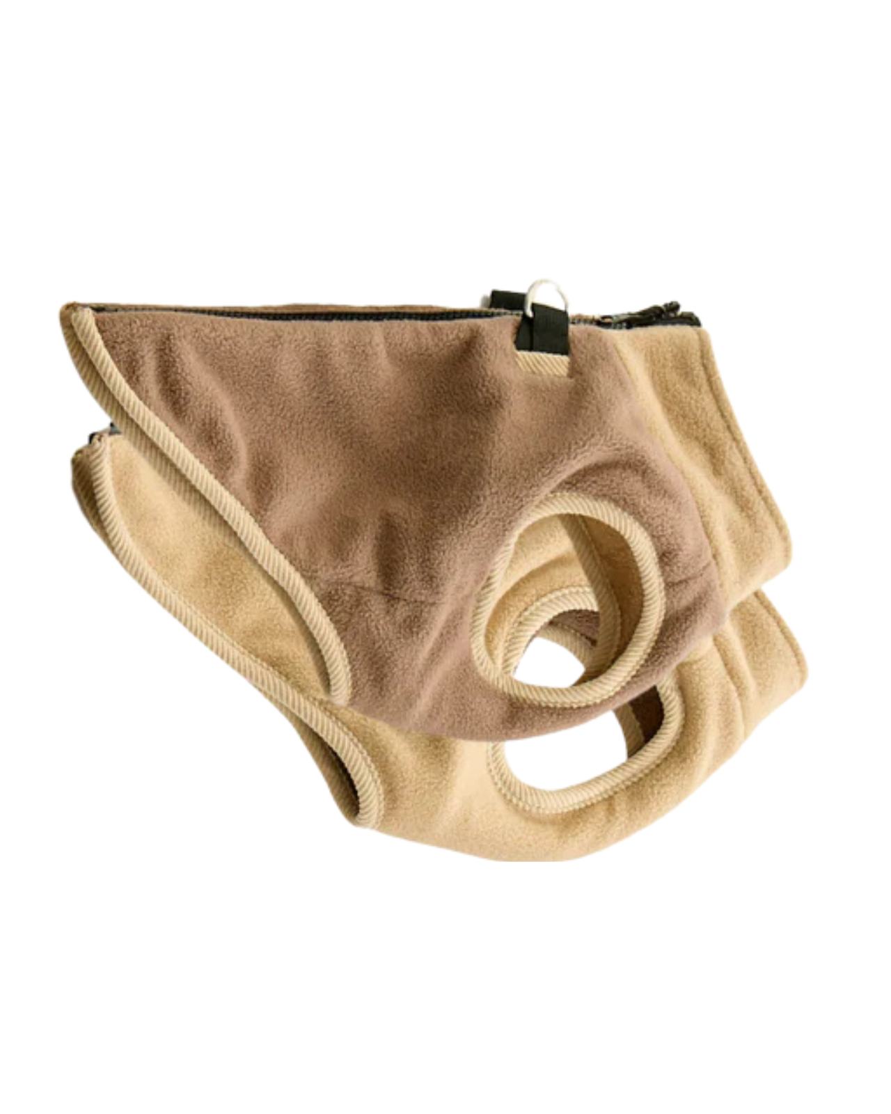Zip Up Fleece Dog Harness Jacket in Toasted Almond