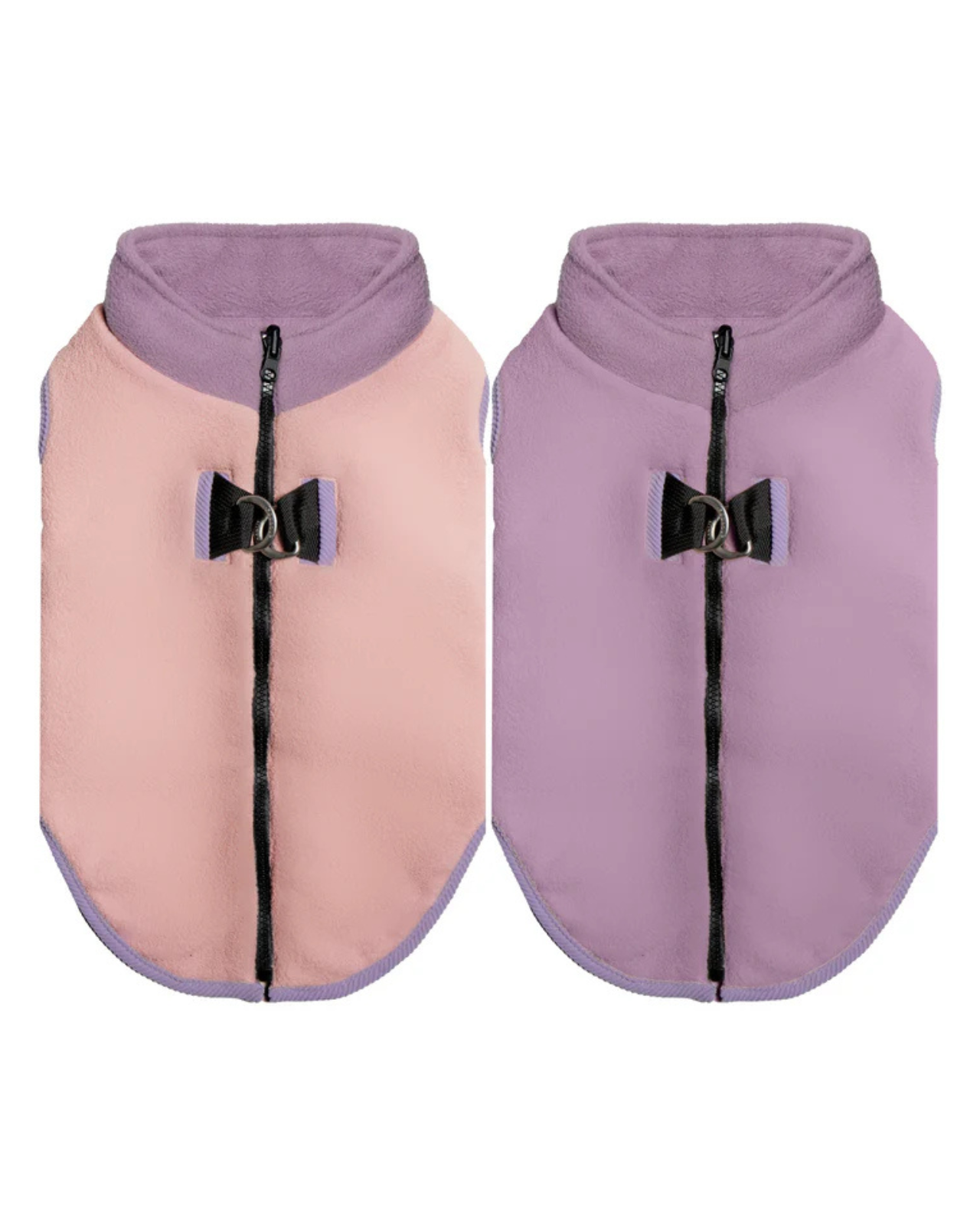 Zip Up Fleece Dog Harness Jacket in Cotton Candy