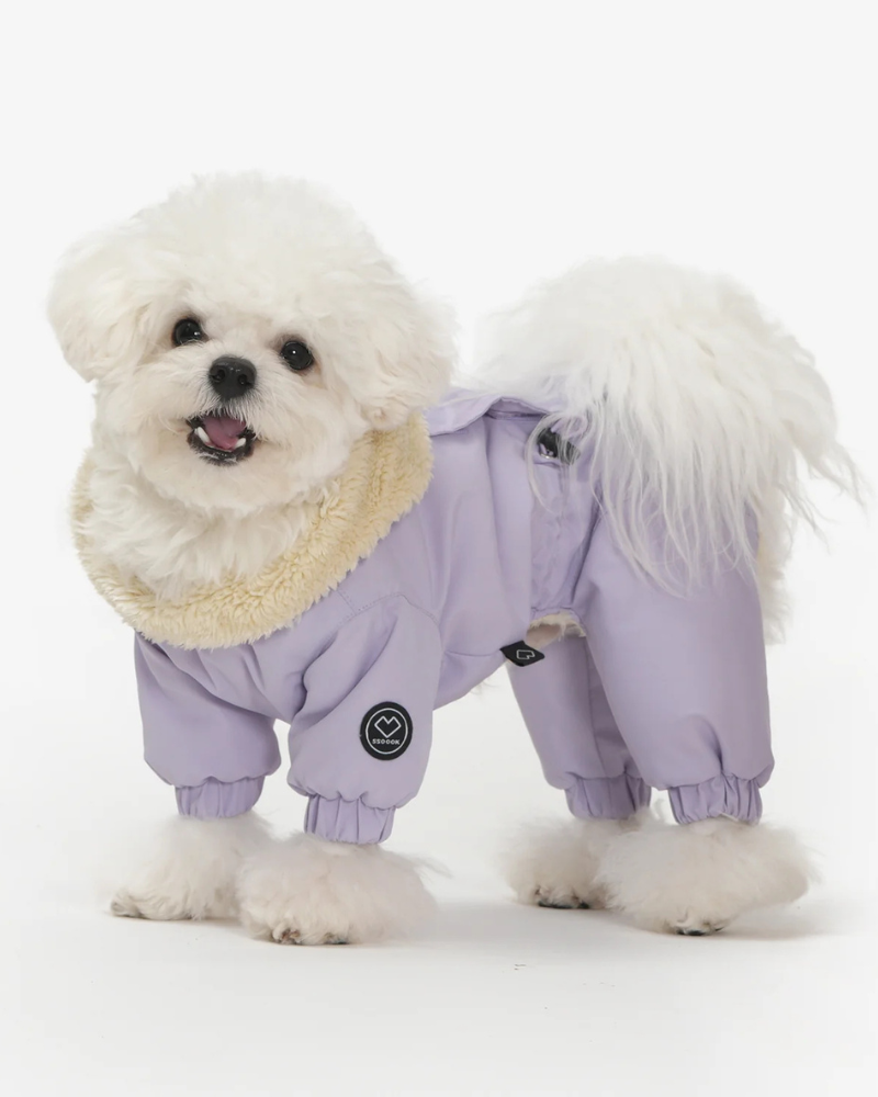 Fleece-Lined Winter Coverall for Dogs (in Black, Lavender or Tan)