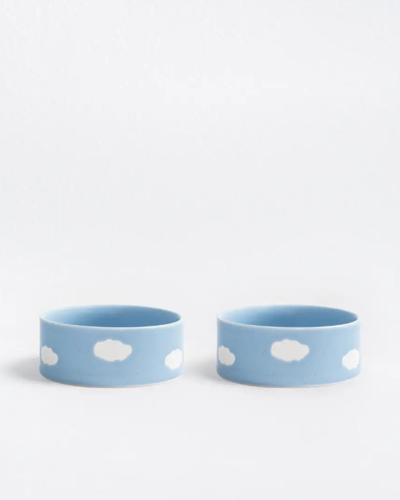 Ceramic Cloud Dog Bowl Set (Made in Portugal)