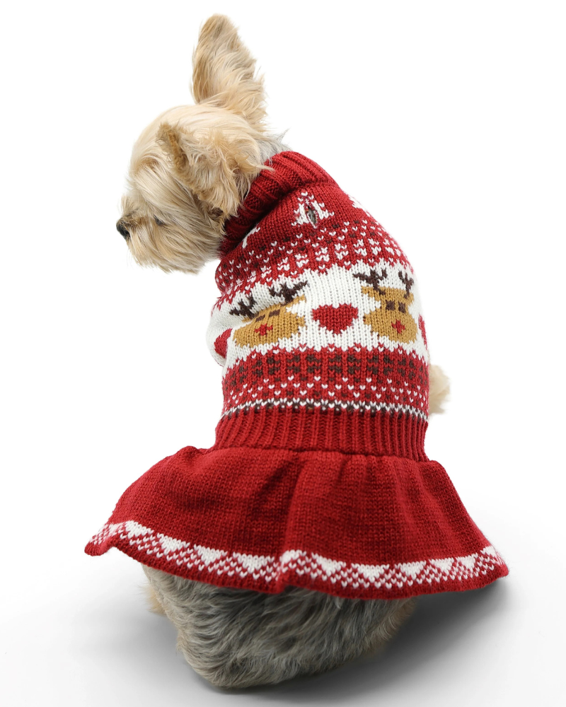 Reindeer Knit Sweater Dog Dress