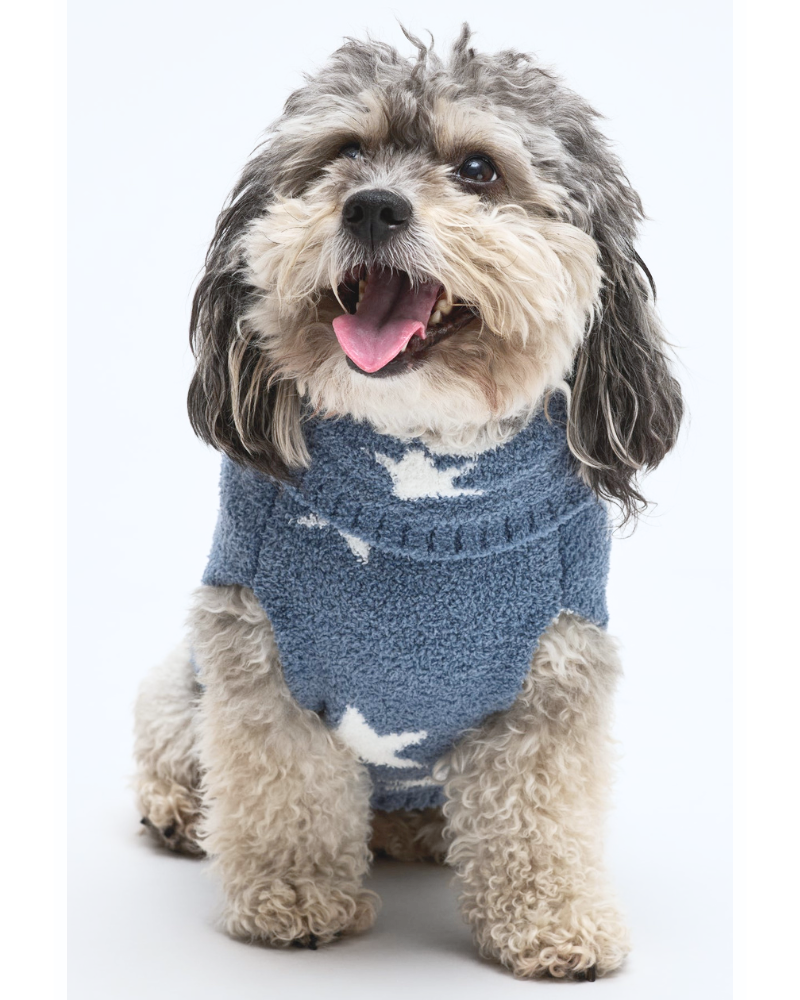 CozyChic® Starry Night Pet Sweater in in Blue Dusk