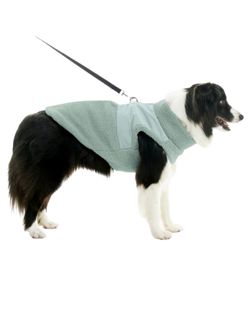 Zip Up Sherpa Dog Harness Vest in Green