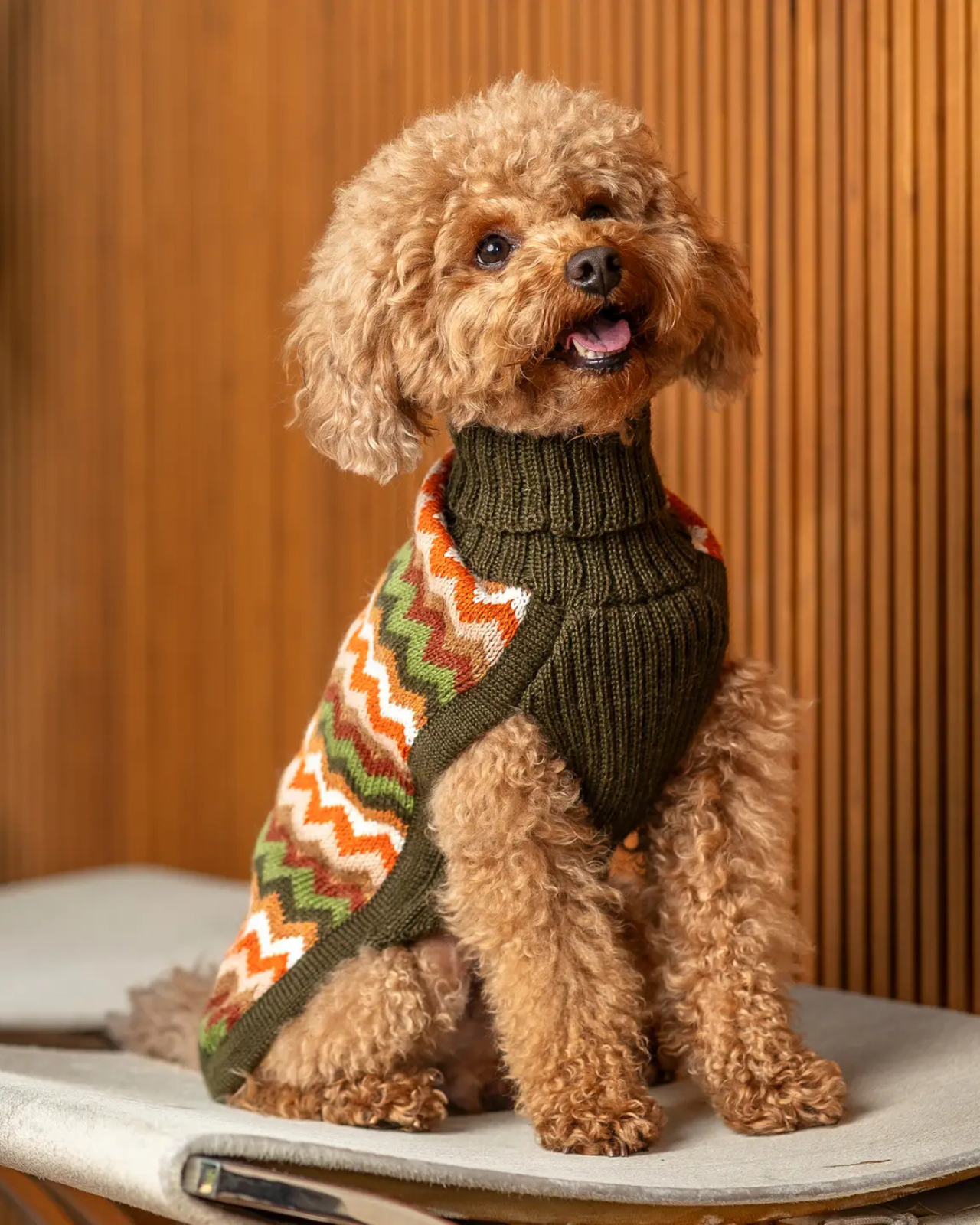 Forest Chevron Alpaca Knit Dog Sweater (FINAL SALE)