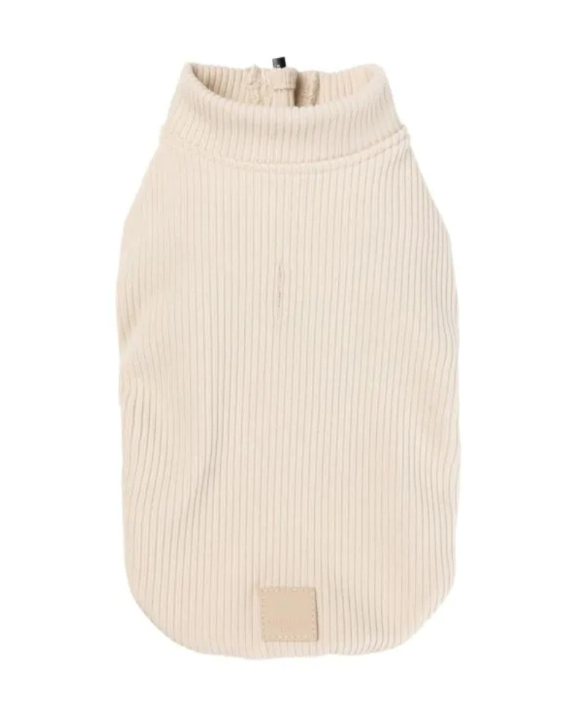 Ribbed Knit Dog Pullover in Sandstone