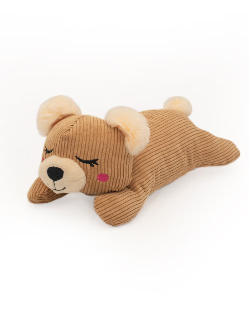 Snooziez Bear Plush Dog Toys with Silent Shhhqueaker