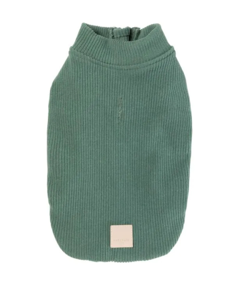 Ribbed Knit Dog Pullover in Myrtle Green
