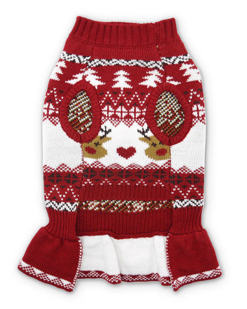 Reindeer Knit Sweater Dog Dress