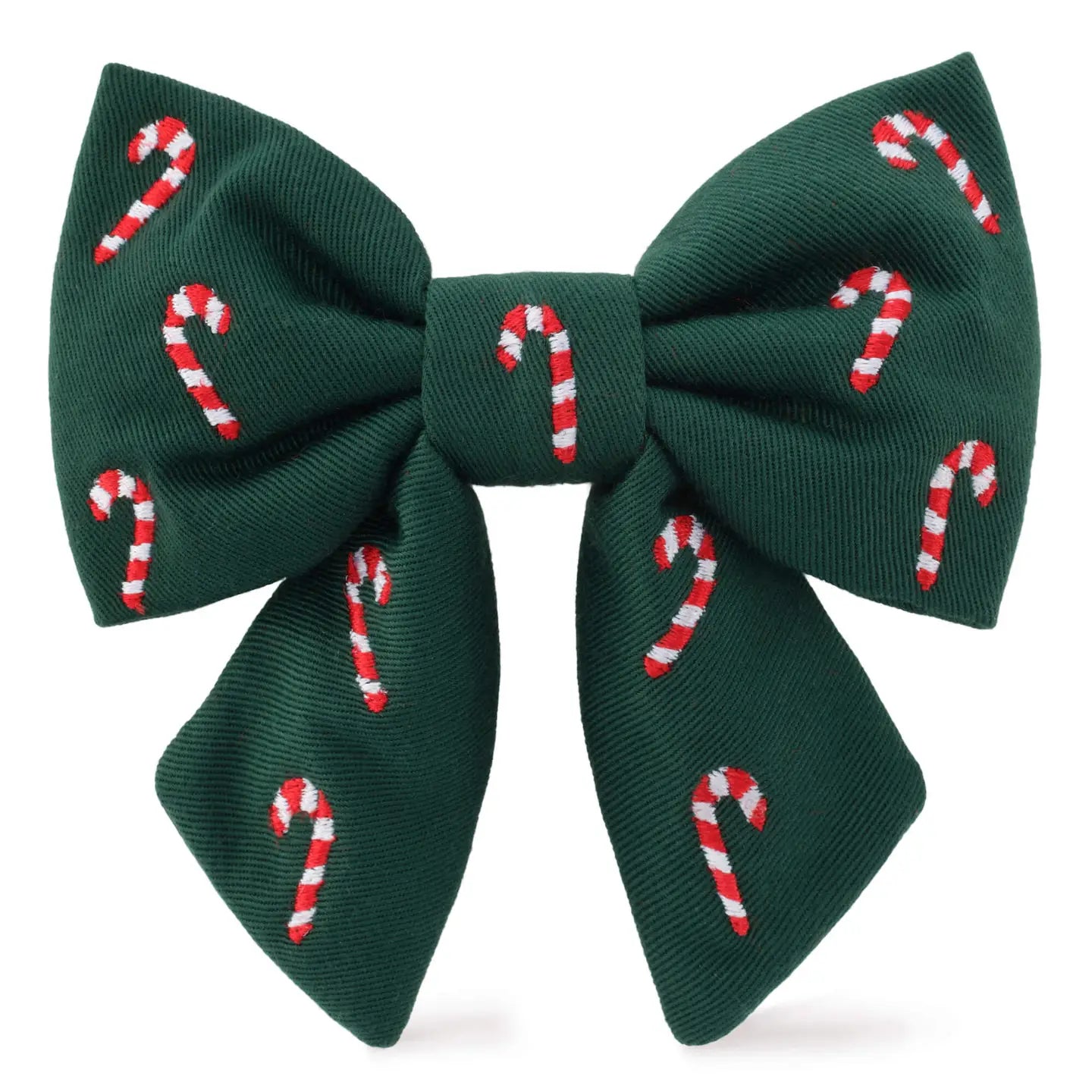 Holiday Candy Canes Embroidered Dog Lady Bow (Made in the USA)