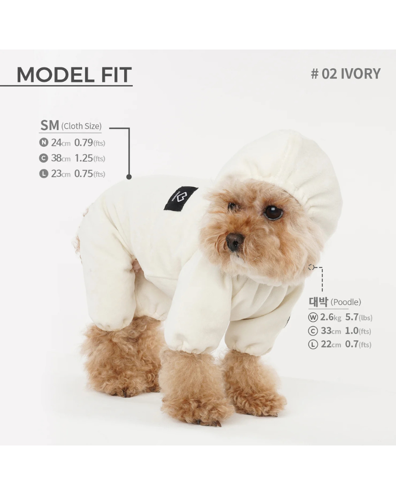 Velour Coverall Onesie for Dogs - Regular Fit (in Purple, Ivory, or Black)