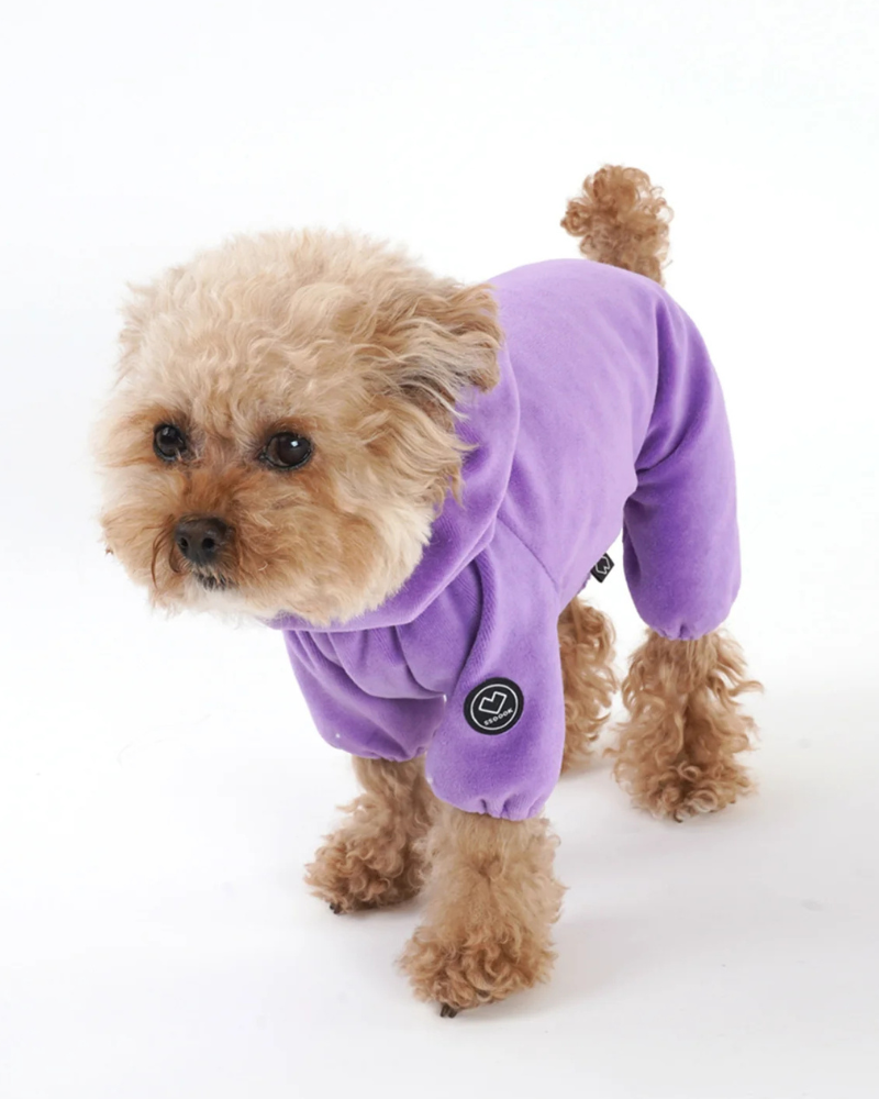 Velour Coverall Onesie for Dogs - Regular Fit (in Purple, Ivory, or Black)