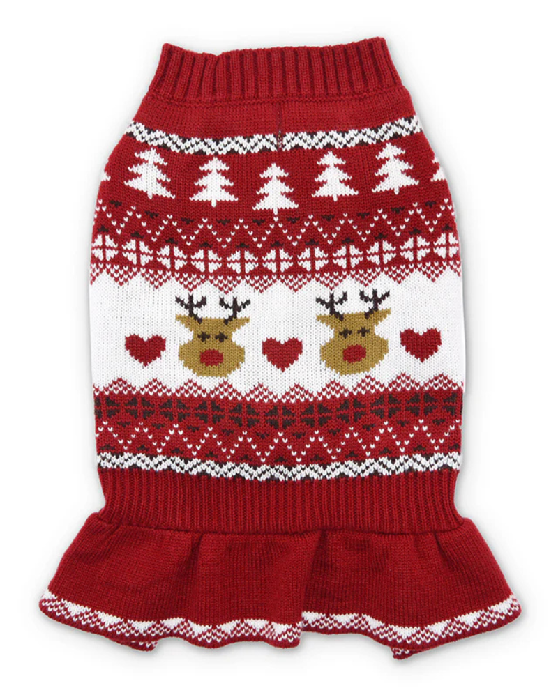 Reindeer Knit Sweater Dog Dress
