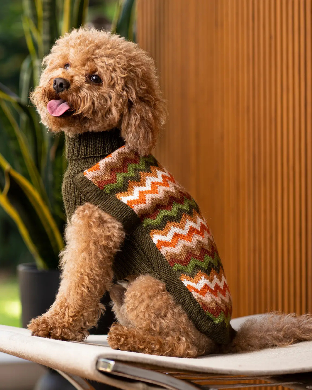 Forest Chevron Alpaca Knit Dog Sweater (FINAL SALE)