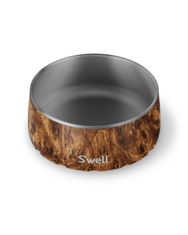 Stainless Steel Dog Bowl in Teakwood