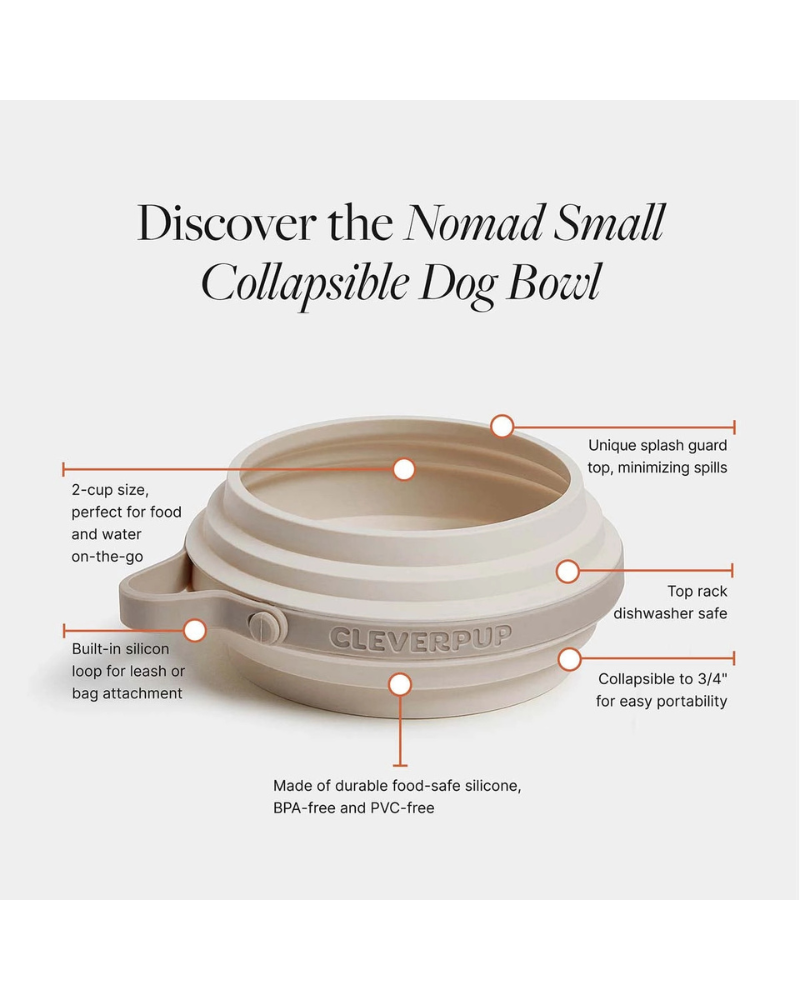 Nomad Collapsible Dog Bowl in Sand