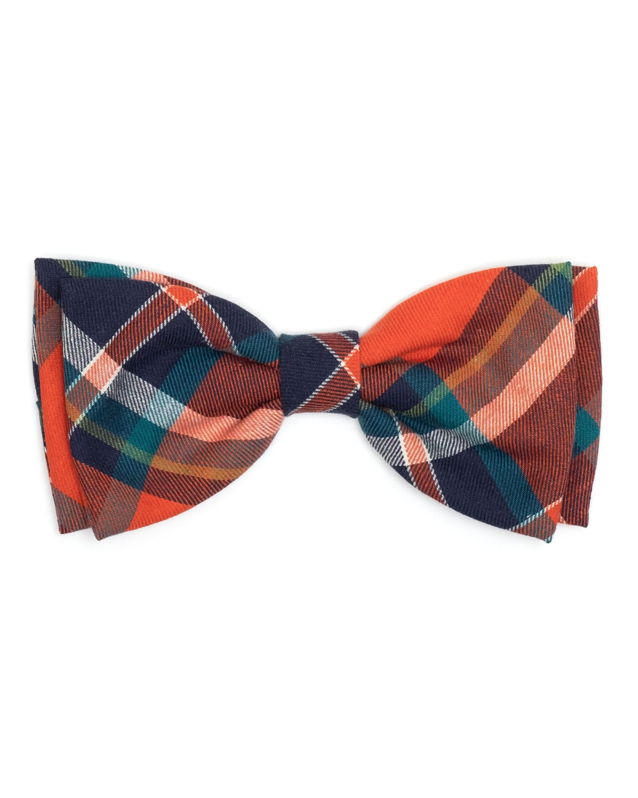 Orange and Navy Plaid Dog Bow Tie