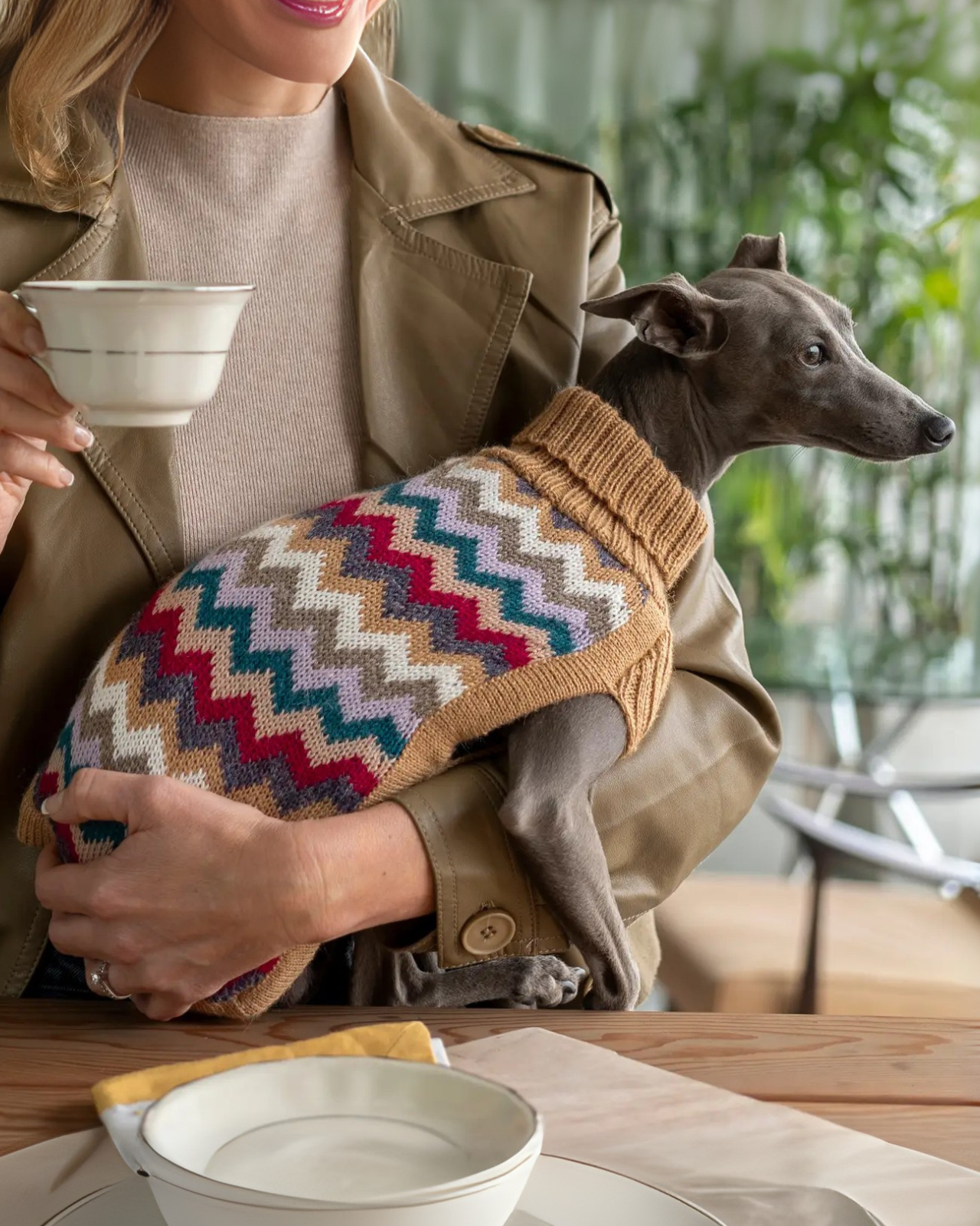 Camel Chevron Alpaca Knit Dog Sweater (FINAL SALE)