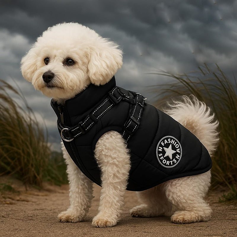 Waterproof Winter Jacket with Built-in Harness For Dogs