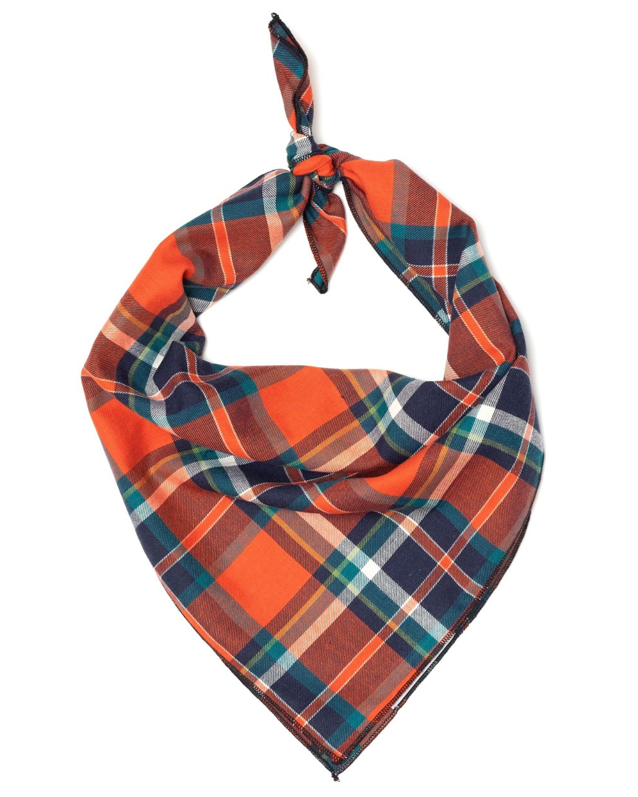 Orange and Navy Plaid Bandana