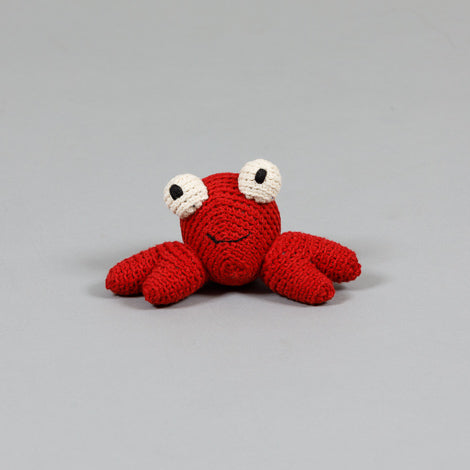 Cotton Crochet Crab Squeaky Plush Dog Toy
