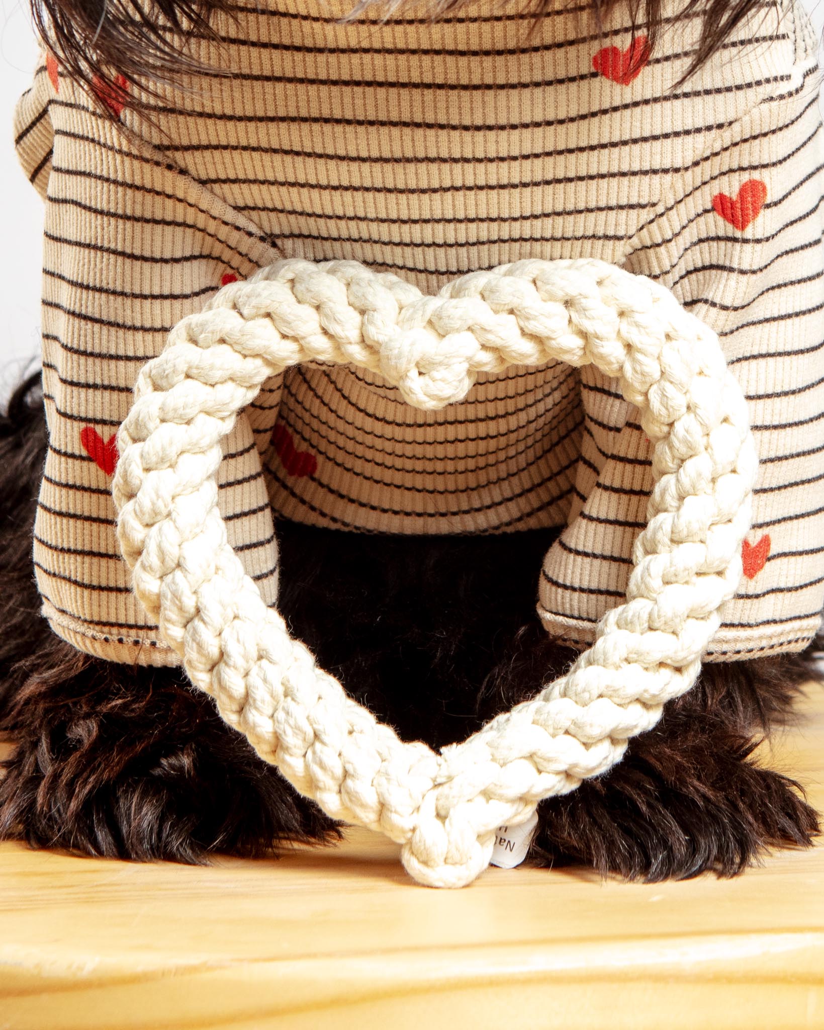 Natural White Heart Dog Rope Toy