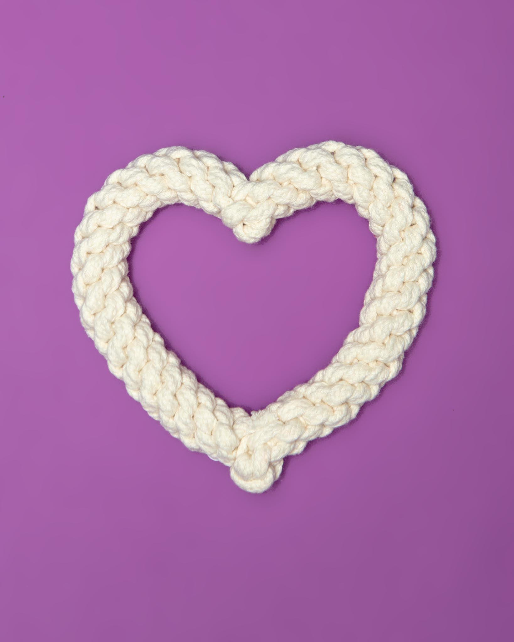 Natural White Heart Dog Rope Toy