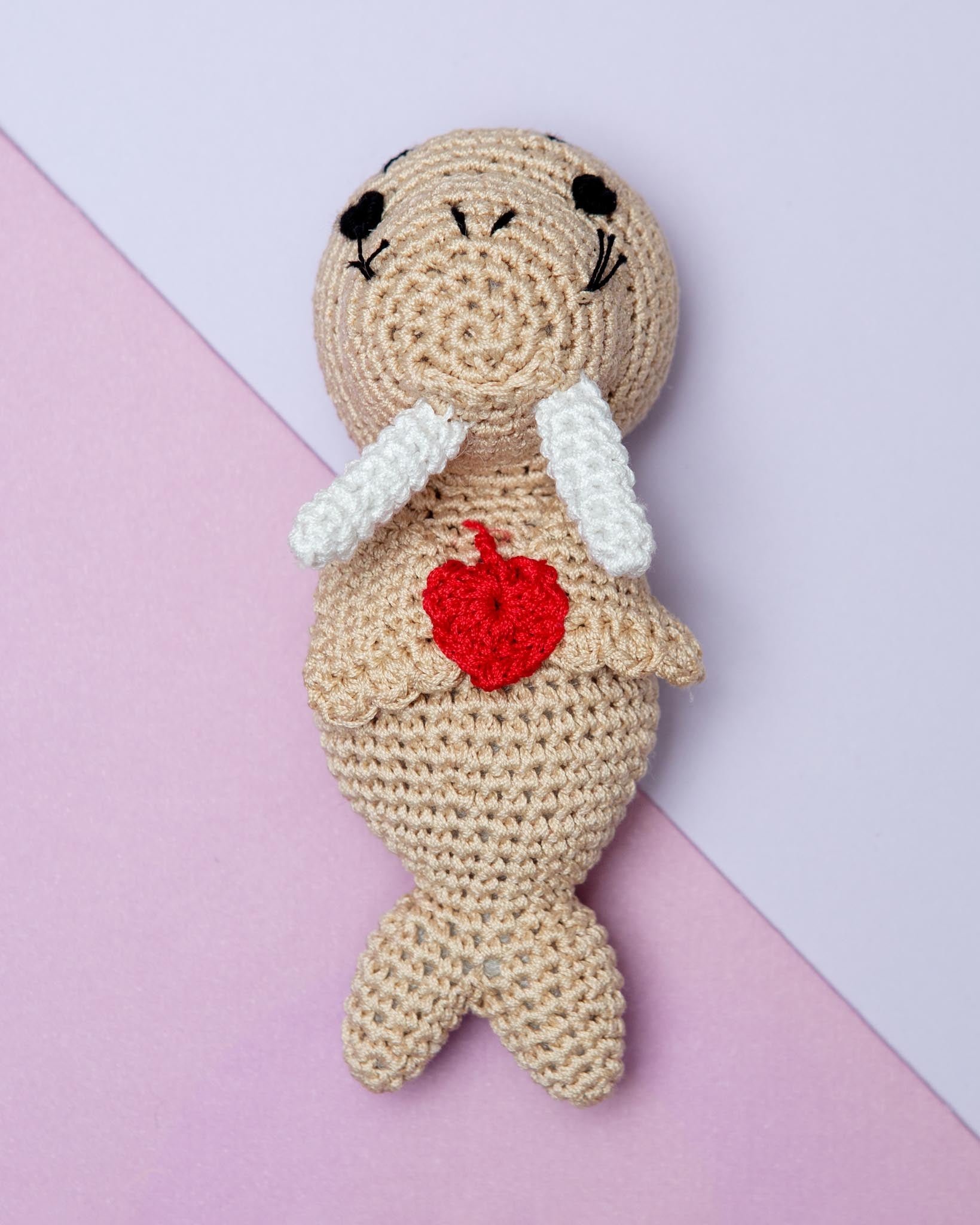 Walter the Walrus Organic Cotton Knit Dog Toy