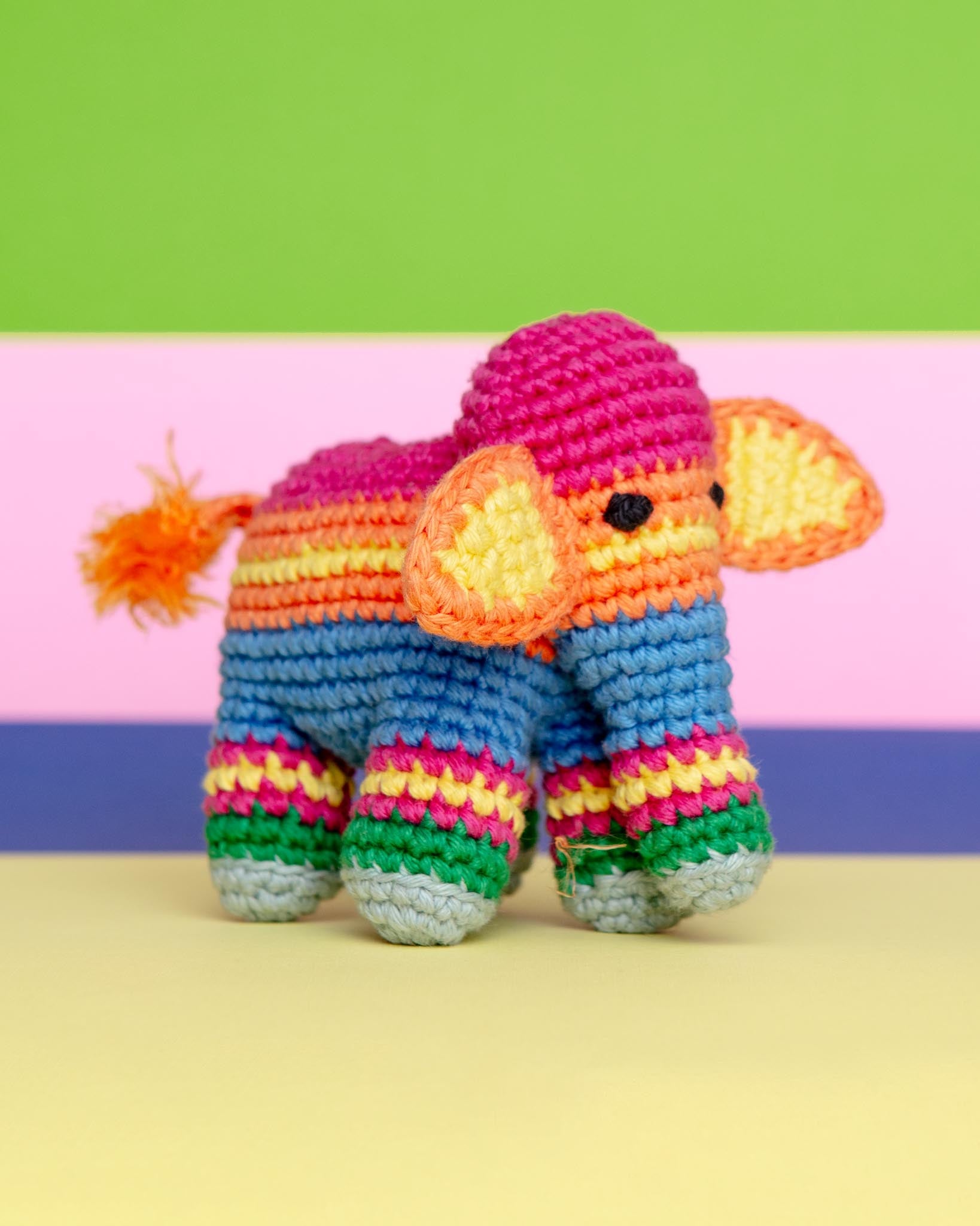 Cotton Crochet Striped Elephant Squeaky Toy for Dogs