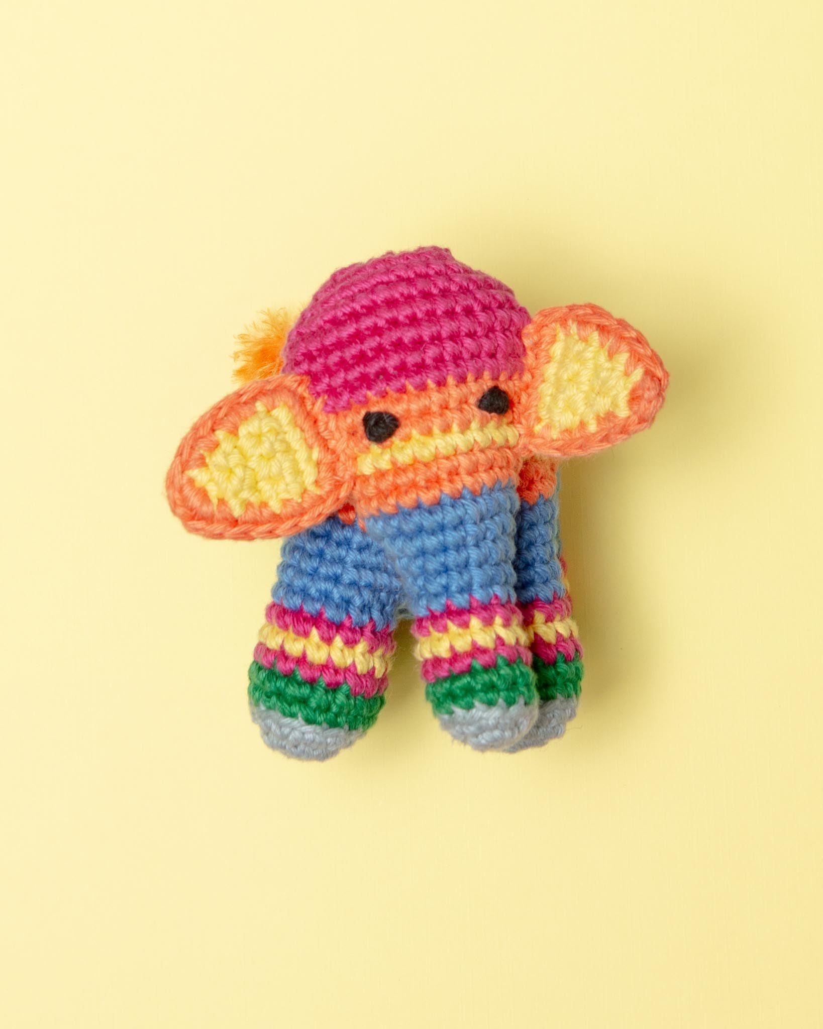 Cotton Crochet Striped Elephant Squeaky Toy for Dogs
