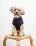 The Uptown Cable Knit Sweater in Navy Blue Cotton (Made in NYC)