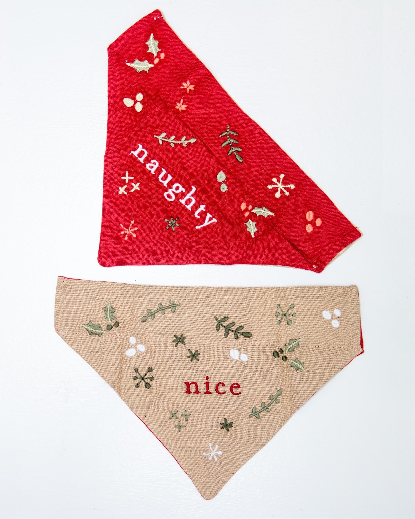 Naughty or Nice Reversible Dog Bandana