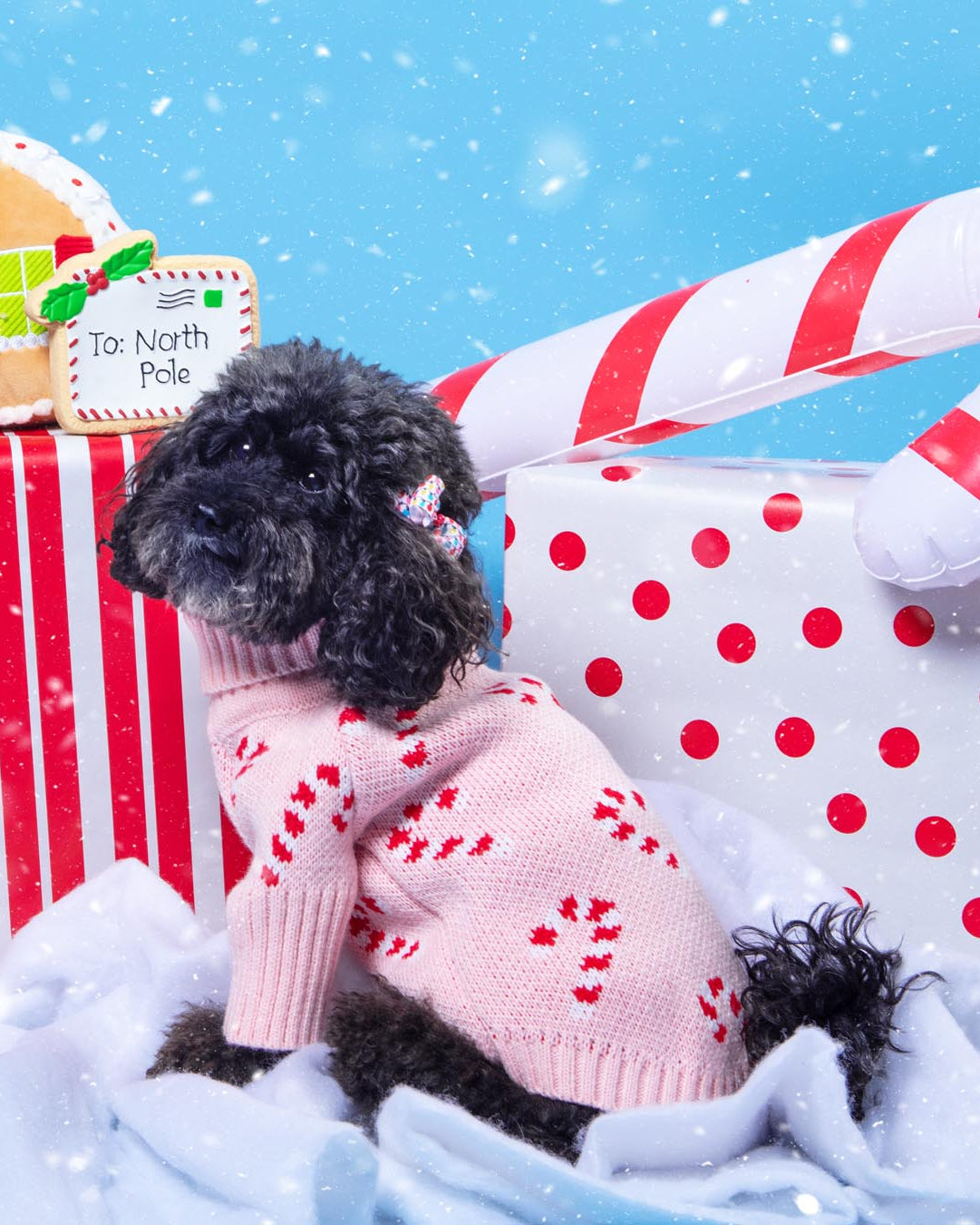 Pink Candy Cane Dog Sweater