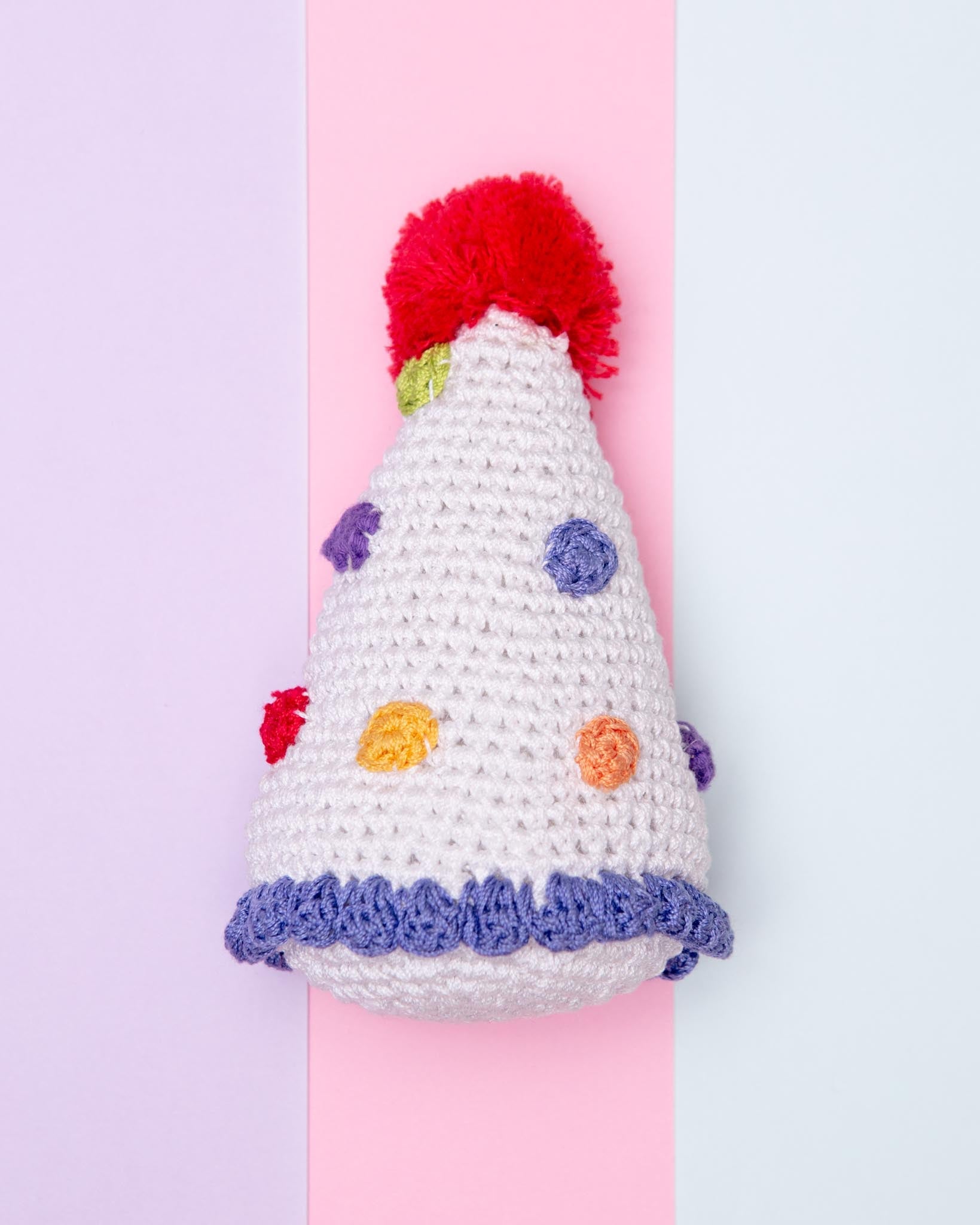 Birthday Hat Knit Organic Cotton Dog Toy