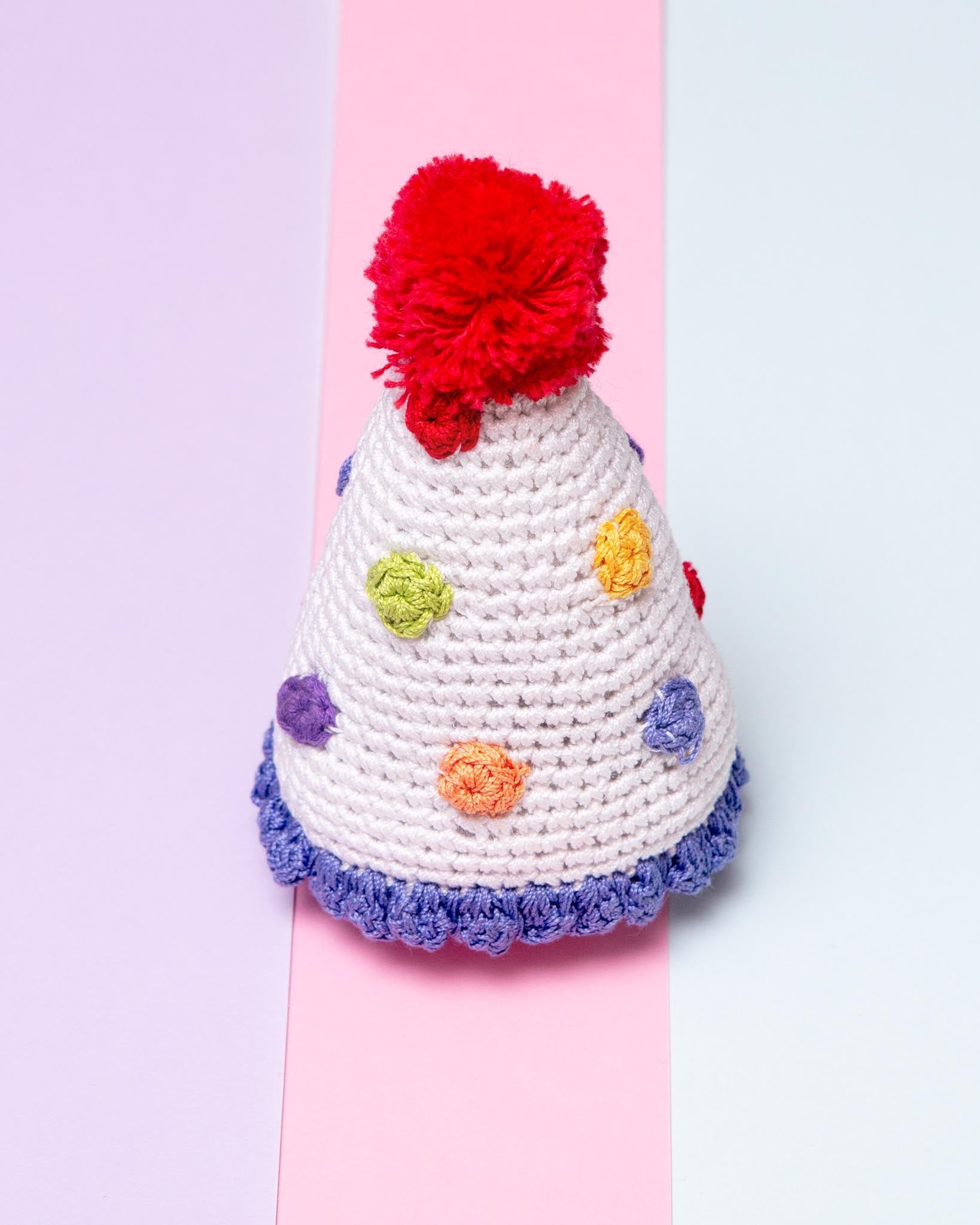 Birthday Hat Knit Organic Cotton Dog Toy