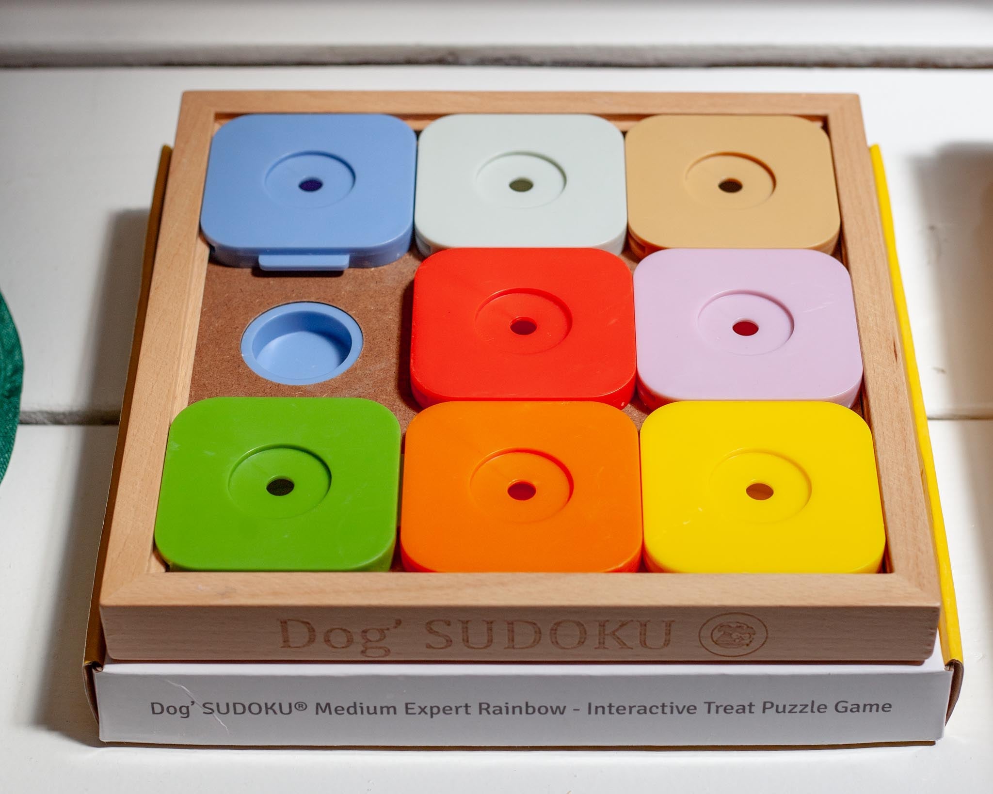 Sudoku Dog Treat Puzzle Game in Rainbow Edition (9 Squares)