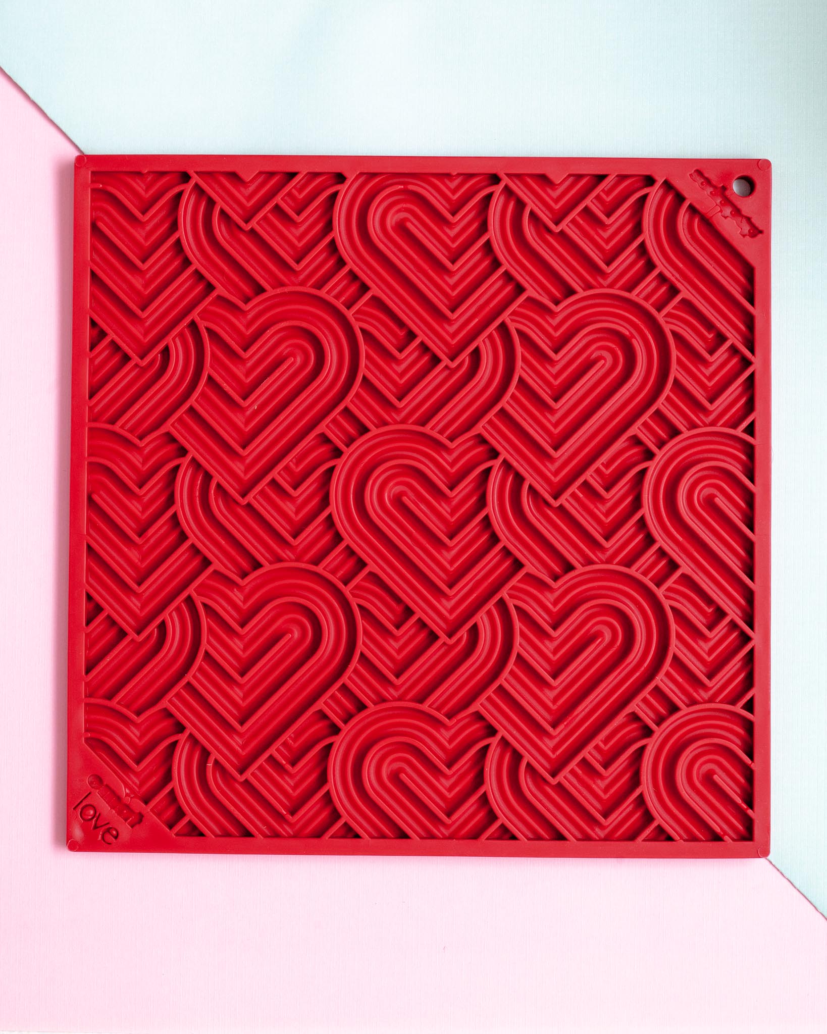 Hearts Dog Lick Mat in Red (Made in the USA)
