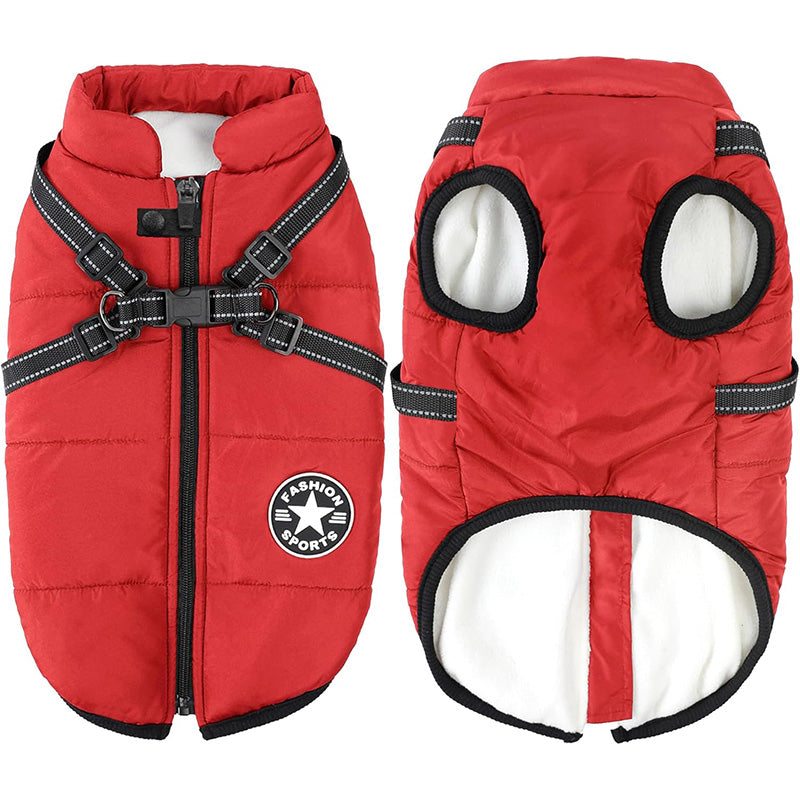 Waterproof Winter Jacket with Built-in Harness For Dogs