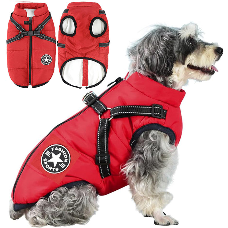 Waterproof Winter Jacket with Built-in Harness For Dogs
