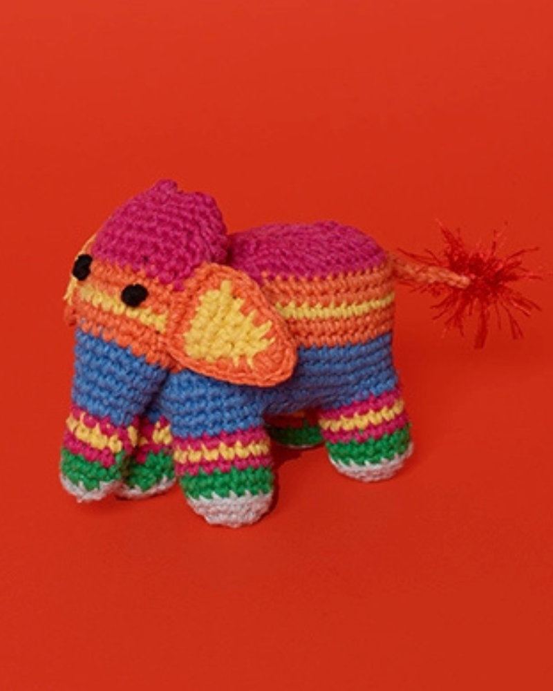 Cotton Crochet Striped Elephant Squeaky Toy for Dogs