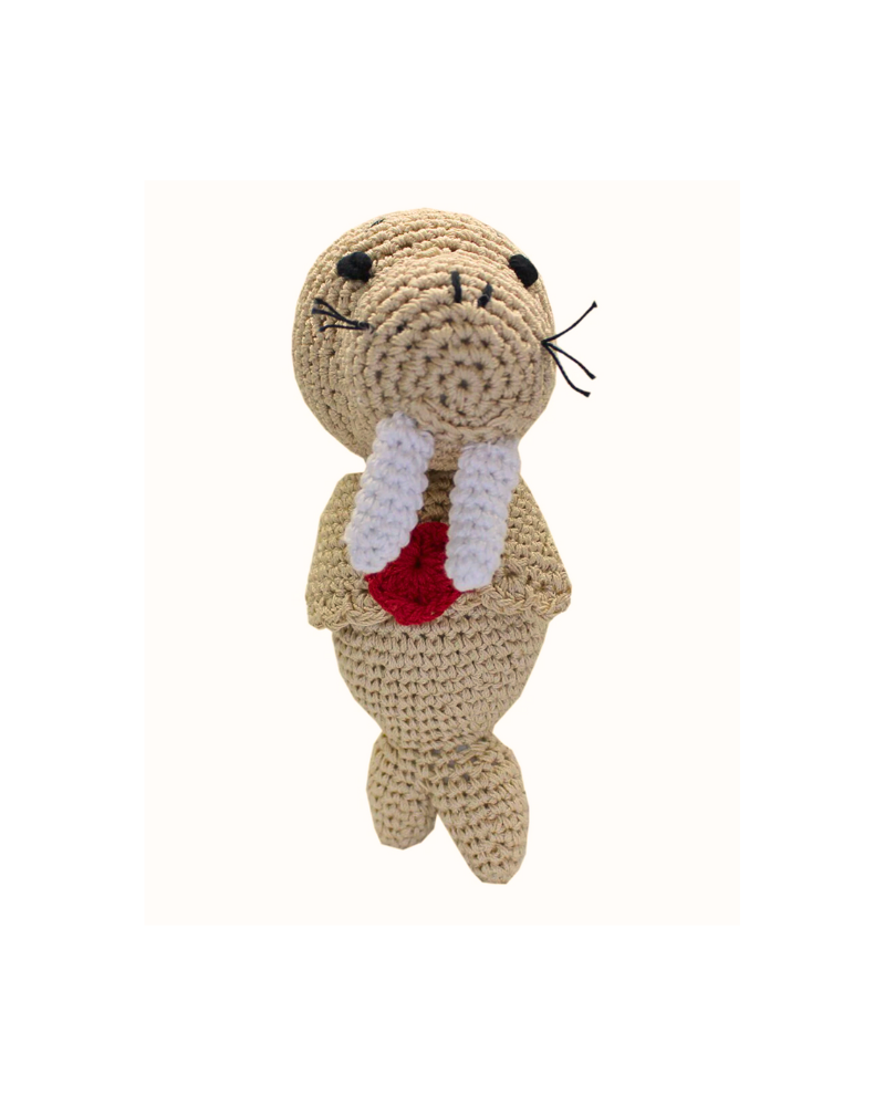Walter the Walrus Organic Cotton Knit Dog Toy