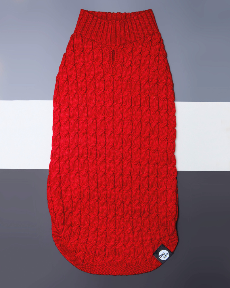 The Uptown Cable Knit Sweater in Red Cotton (Made in NYC)