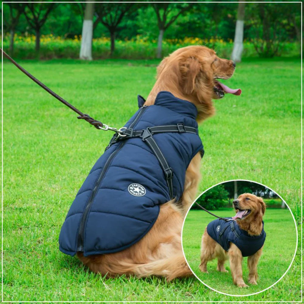 Waterproof Winter Jacket with Built-in Harness For Dogs