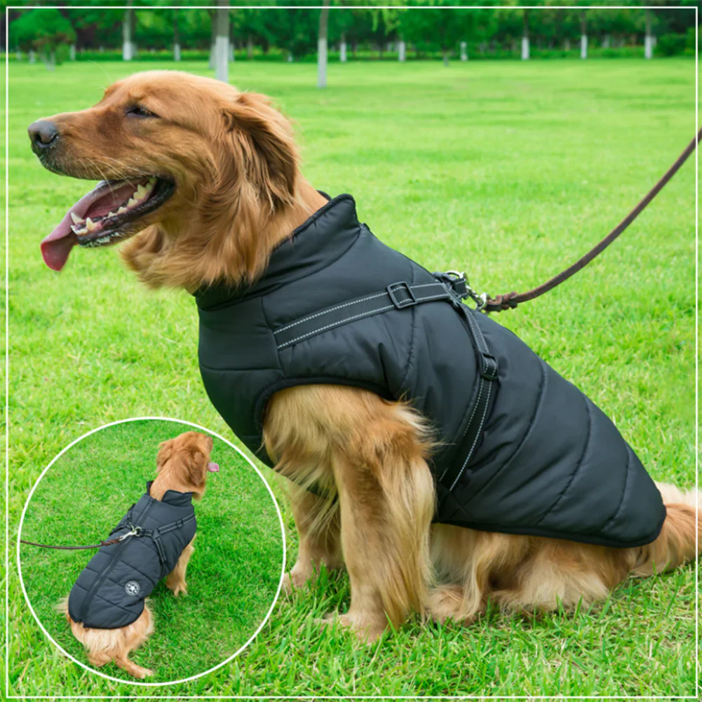 Waterproof Winter Jacket with Built-in Harness For Dogs